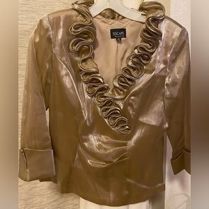 Xscape gold ruffles blouse size 10